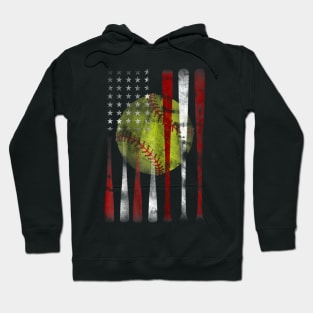 American Flag Softball Gift Hoodie